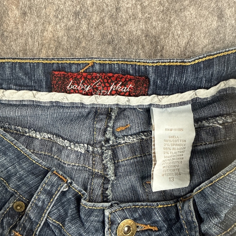 Baby Phat Jeans Women's Size 13 Y2K Denim 90's Cat Logo Bootcut Flare Vintage - Picture 4 of 12